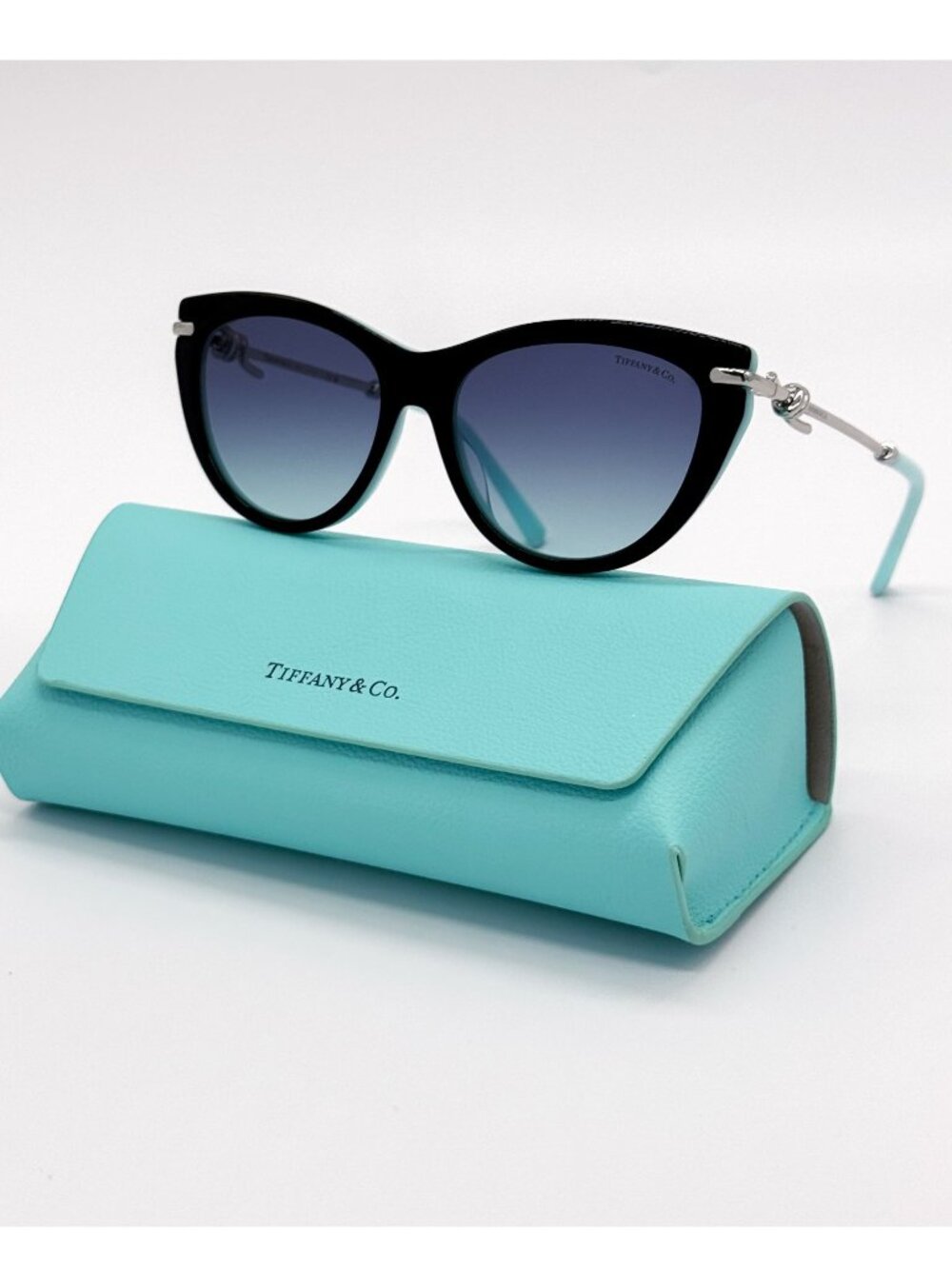 New Tiffany & Co Sunglasses TF4253 8055/9S Black Blue Cat Eye Eyewear